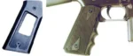 Pearce Grip Adapter AR15-To Govt Style black adapter shown loose and fitted behind a textured grip