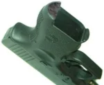 PEARCE FRAME INSERT FOR GLK SUBCMPT black insert installed in pistol grip, angled rear view