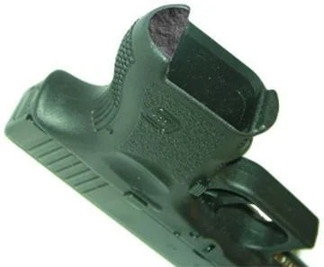 primary-50974 PEARCE FRAME INSERT FOR GLK SUBCMPT black insert installed in pistol grip, angled rear view