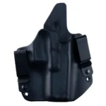 Stealth Operator IWB Full Size Holster, black front view with belt clips and molded contours