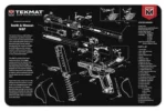 Gsm TekMat gun cleaning mat in black with white Smith & Wesson M&P parts diagram