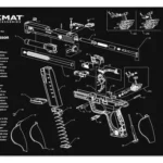 Gsm TekMat gun cleaning mat in black with white Smith & Wesson M&P parts diagram
