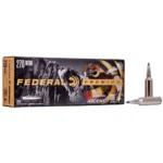 Federal Terminal Ascent Rifle Ammunition box with two cartridges displayed beside it