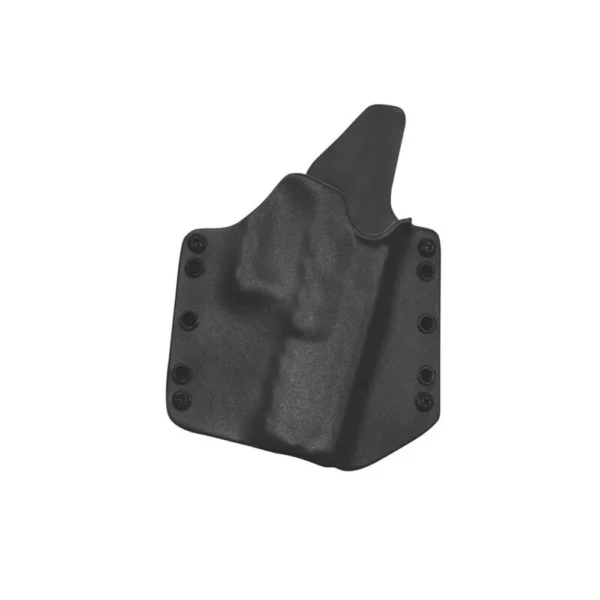 Stealth Operator OWB Full Size Holster, black front view with molded shell and mounting holes