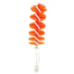 Birchwood Casey nylon bore brush, side view with orange bristles, white core and clear stem