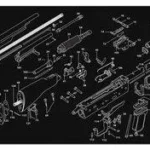 TekMat rifle mat AK47, black, top view with white rifle silhouette, parts diagram and text