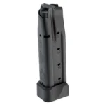 Springfield Prodigy magazine, black, angled side view with extended baseplate and witness holes