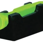 North Pass Ltd. Hiviz SPARK III, angled view of bright green sight insert in a black base
