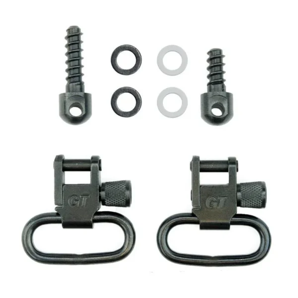 GrovTec Wood Screw Fore End Swivels, two black swivels with screws and washers