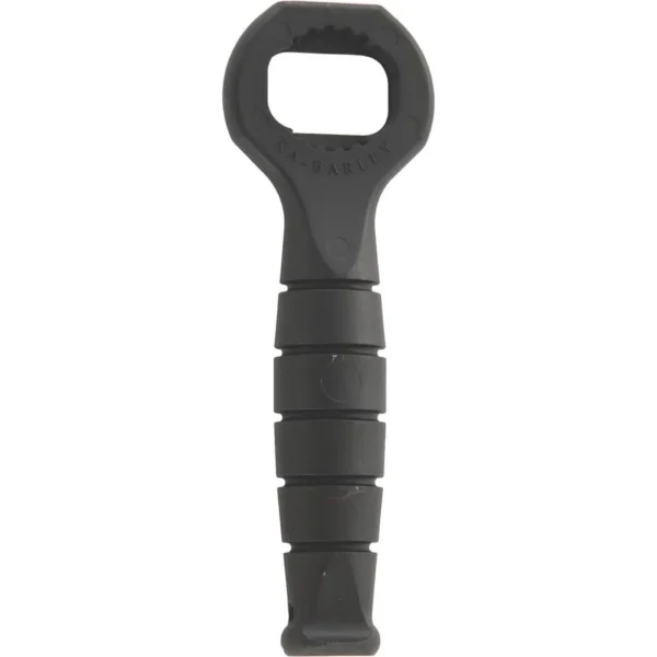 KBAR KA-BARLEY BOTTLE OPENER BLK black front view with oval opener and grooved handle