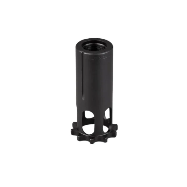 SilencerCo Piston M13.5x1LH XL black cylindrical piston, upright view with threaded opening