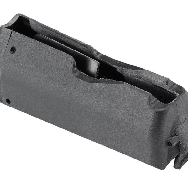 MAG RUGER AMER LONG ACTION magazine in black, angled top view showing feed lips