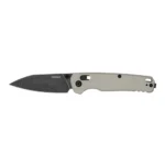 Kershaw Bel Air Folding Knife, open side view with tan handle and black reverse tanto blade