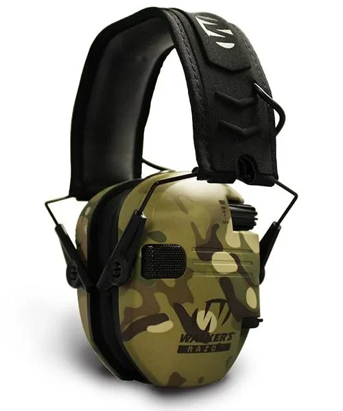 Walkers Game Ear Walker's Razor Slim Shooter Folding Electronic Muff- Camo Tan