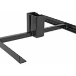 Birchwood Casey Gong steel target stand for 2x4, black angled view with base rails and bracket