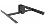 Birchwood Casey Gong steel target stand for 2x4, black angled view with base rails and bracket