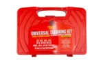 Shooters Choice Universal Cleaning Kit, closed red carrying case with handle and printed label