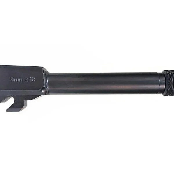 Sig Sauer P320 handgun barrel, black side view with threaded muzzle