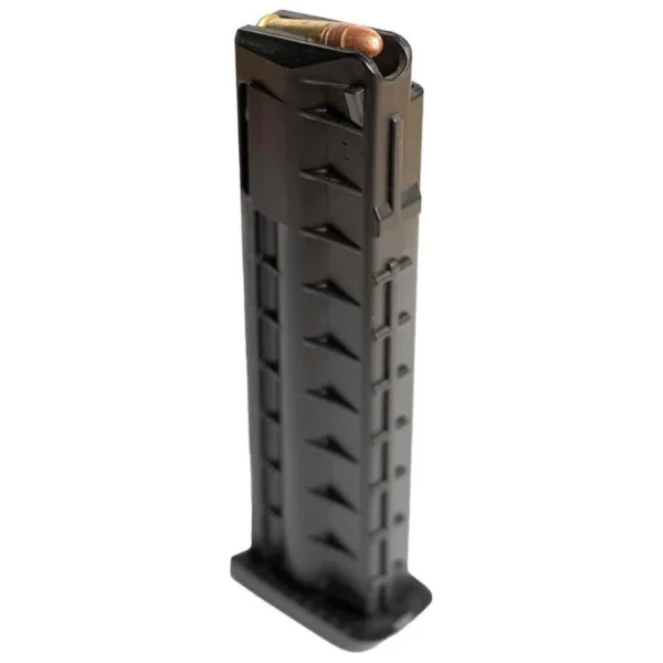 Kel-Tec P17 Handgun Magazine, black angled view with witness holes and visible top cartridge
