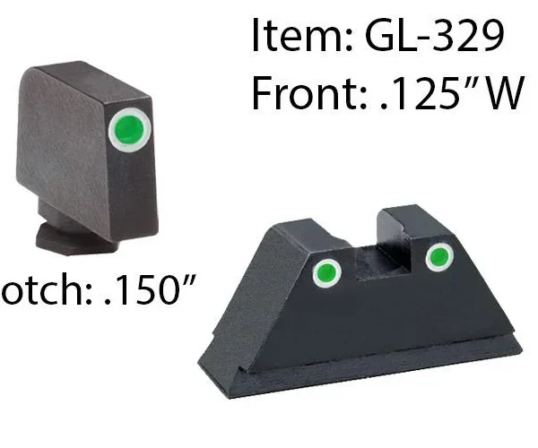 Ameriglo Amerigo Custom Combination Tall Suppressor Height Set - All Glock Models Except 42 43 / Front Tritium - Green /