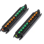 Hi-Viz HIVIZ 2IN1 MAG SG, two black sights with green and orange inserts in angled top view