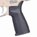 Reptilia CQG-L AR-15 Pistol Grip Long in black, right-side view installed on a tan receiver