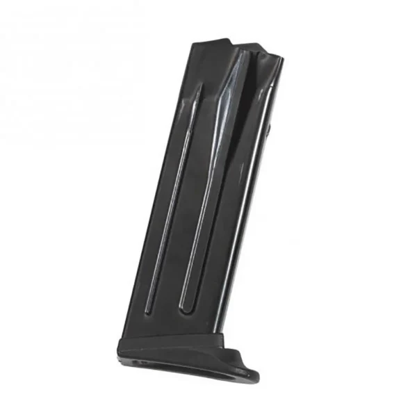 Heckler & Koch MAG HK USP-C/P2000, black magazine in angled side view with extended baseplate