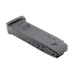 Heckler & Koch USP9 magazine, black, angled side view with witness holes and baseplate