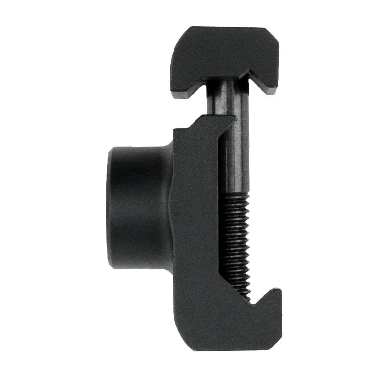 primary-51346 GrovTec Picatinny Swivel Mount, black close-up side view with push-button base and rail clamp