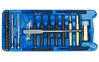 primary-5135 Birchwood Casey B/C WEEKENDER PRO GUNSMITH KIT tools arranged in an open blue case