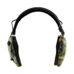 Walker's Razor Slim Electronic Ear Muff, camouflage ear cups with black headband in front view