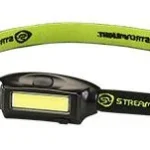 Streamlight Bandit USB Headlamp, black lamp with bright green and black elastic strap