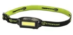 Streamlight Bandit USB Headlamp, black lamp with bright green and black elastic strap