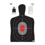 Birchwood Casey B/C EZE-SCORER BC27 RED TGT100-23X35, black silhouette target with scoring rings