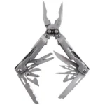 SOG Powerpint silver multi-tool open with pliers, handles, blades and tools extended