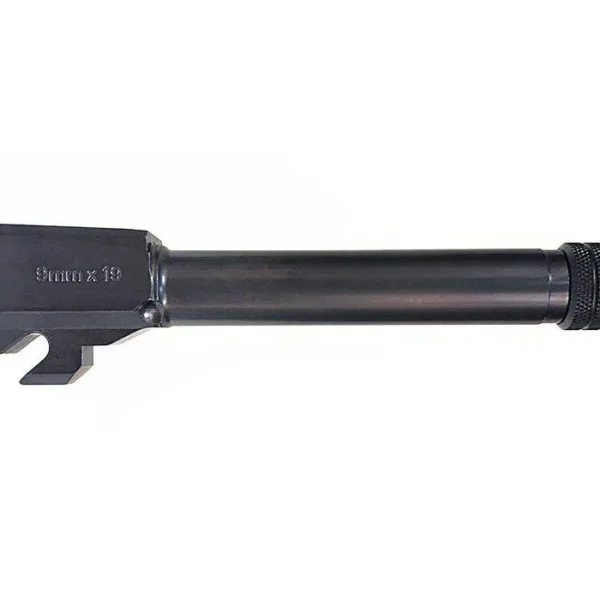 Sig Sauer P320/P250 handgun barrel, black side view with threaded muzzle and locking lug