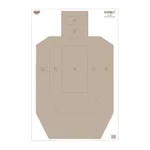 Birchwood Casey B/C EZE-SCORER IPSC TGT, front view with tan silhouette and outlined scoring zones