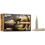 Federal Classic Hunter Berger Hybrid Rifle Ammunition, box with two brass cartridges beside it