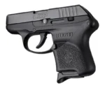HOGUE HANDALL HYBRID BLK RUGER LCP, right-side view of black textured grip installed on pistol