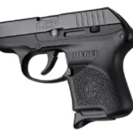 HOGUE HANDALL HYBRID BLK RUGER LCP, right-side view of black textured grip installed on pistol