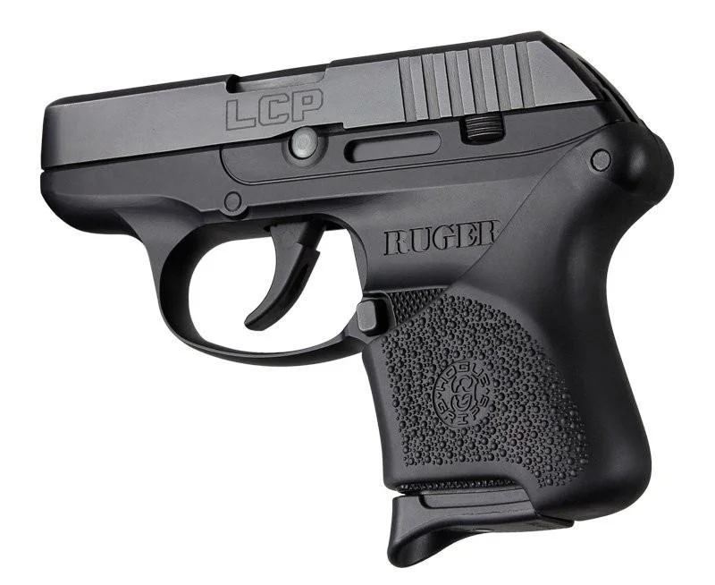 primary-51535 HOGUE HANDALL HYBRID BLK RUGER LCP, right-side view of black textured grip installed on pistol