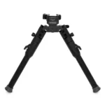 Warne Skyline Precision Lite Bipod, front angled view in black with legs extended and QD mount visible