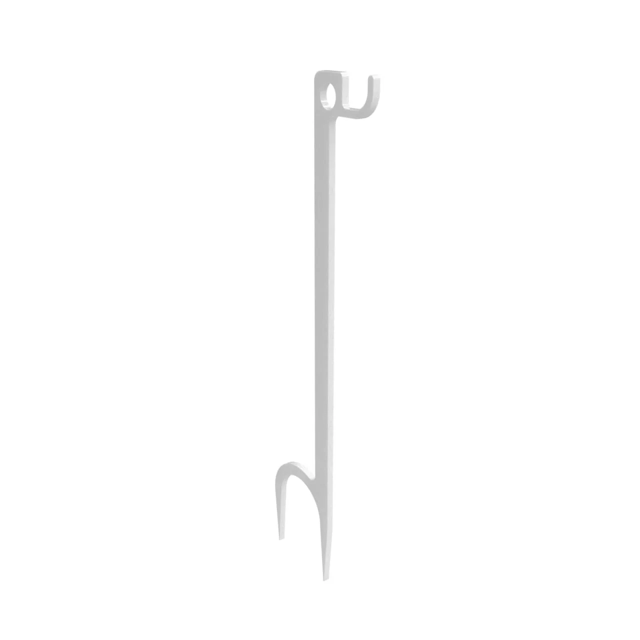 primary-51574 Birchwood Casey single Hook Steel Target Hanger Ground Stake, white full view with two hooks