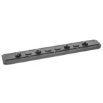 Warne Tactical ARCA Rail M-LOK Compatible 8 inch Black, angled top view with slots and four screws