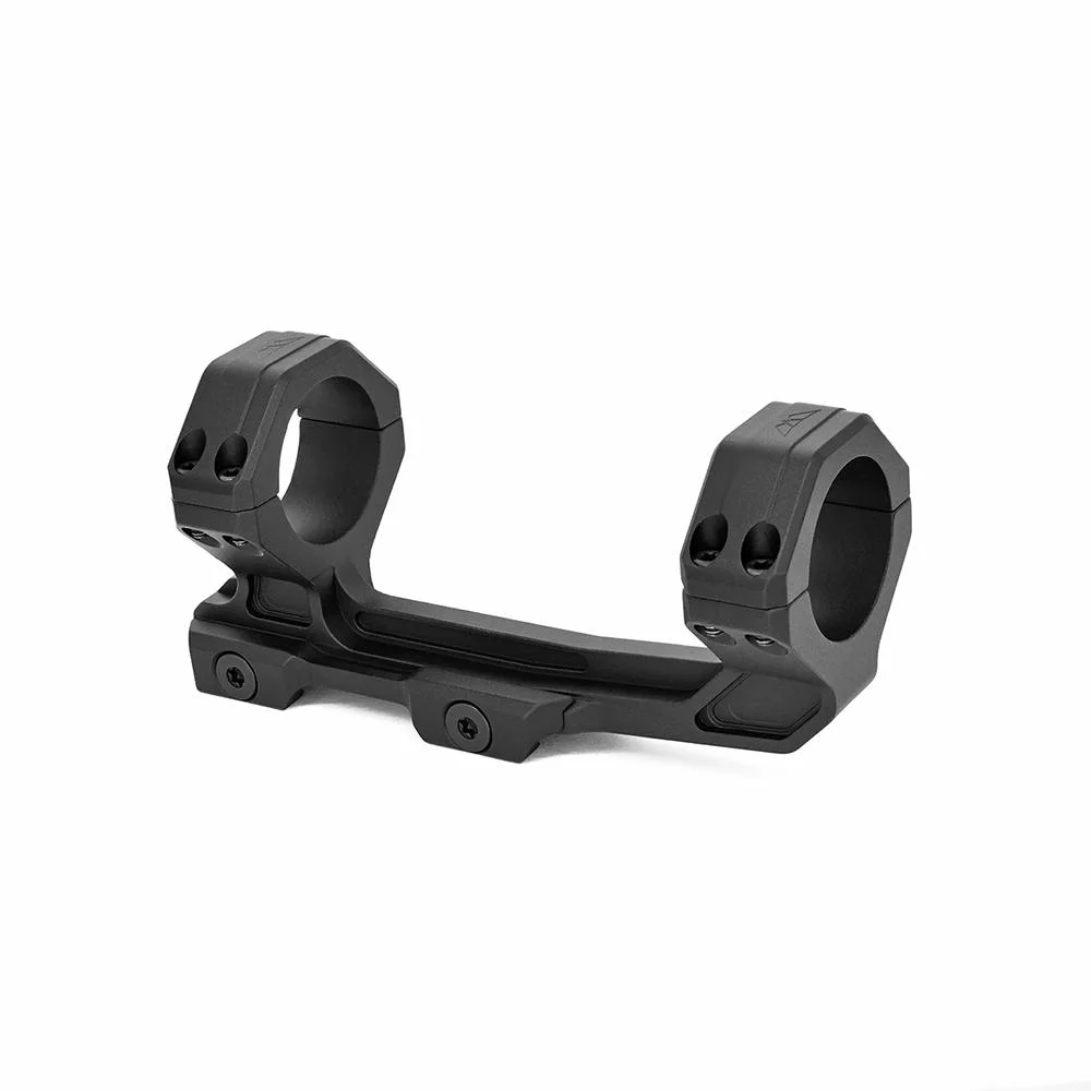 primary-51611 Warne Max Lite MSR Scope Mount 30mm MSR Height Black, angled view with two rings and open-frame base