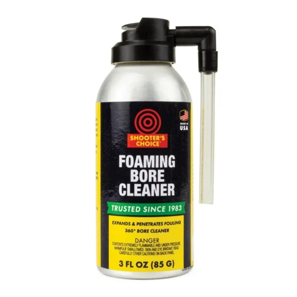Shooter's Choice Foaming Bore Cleaner silver aerosol can with black nozzle