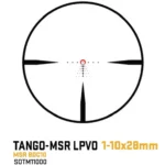 Sig Sauer Tango MSR Rifle Scope, circular MSR BDC10 reticle view with black posts and red center marks