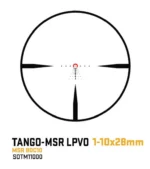 Sig Sauer Tango MSR Rifle Scope, circular MSR BDC10 reticle view with black posts and red center marks