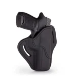 1791 OPTC RDY STEALTH black holster, angled right-side view with stitching and handgun grip