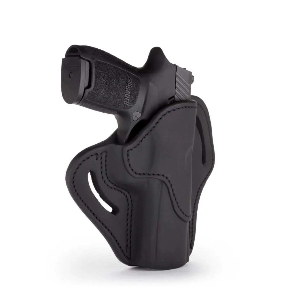 primary-51639 1791 OPTC RDY STEALTH black holster, angled right-side view with stitching and handgun grip